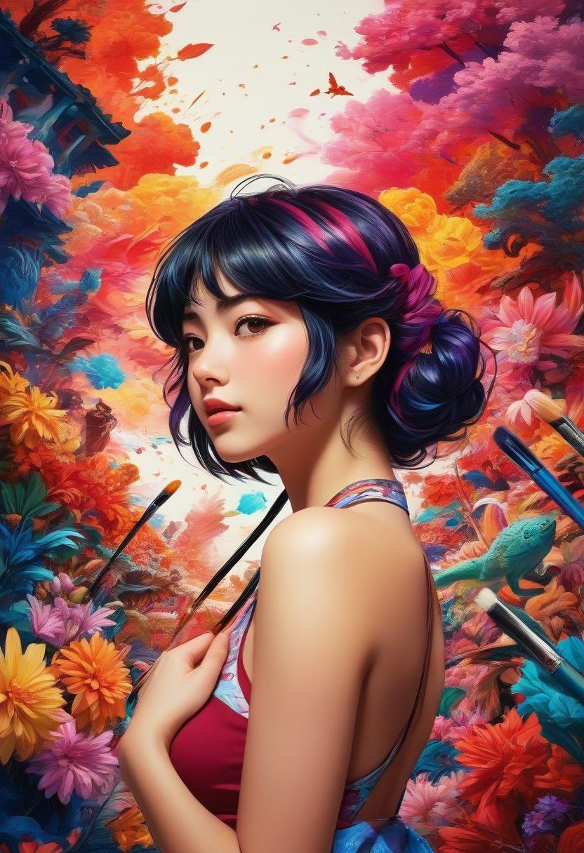 A colorful collage showcasing the evolution of hentai and adult animation, featuring various artistic styles from traditional manga to modern digital art. Include vibrant characters in dynamic poses, surrounded by iconic scenes that highlight storytelling and emotional depth. Integrate elements like paintbrushes and digital tools to symbolize artistic creation. The background should fade from classic ink textures to a bright digital interface, illustrating the transition over time. super-realistic. vibrant colors. dynamic composition.